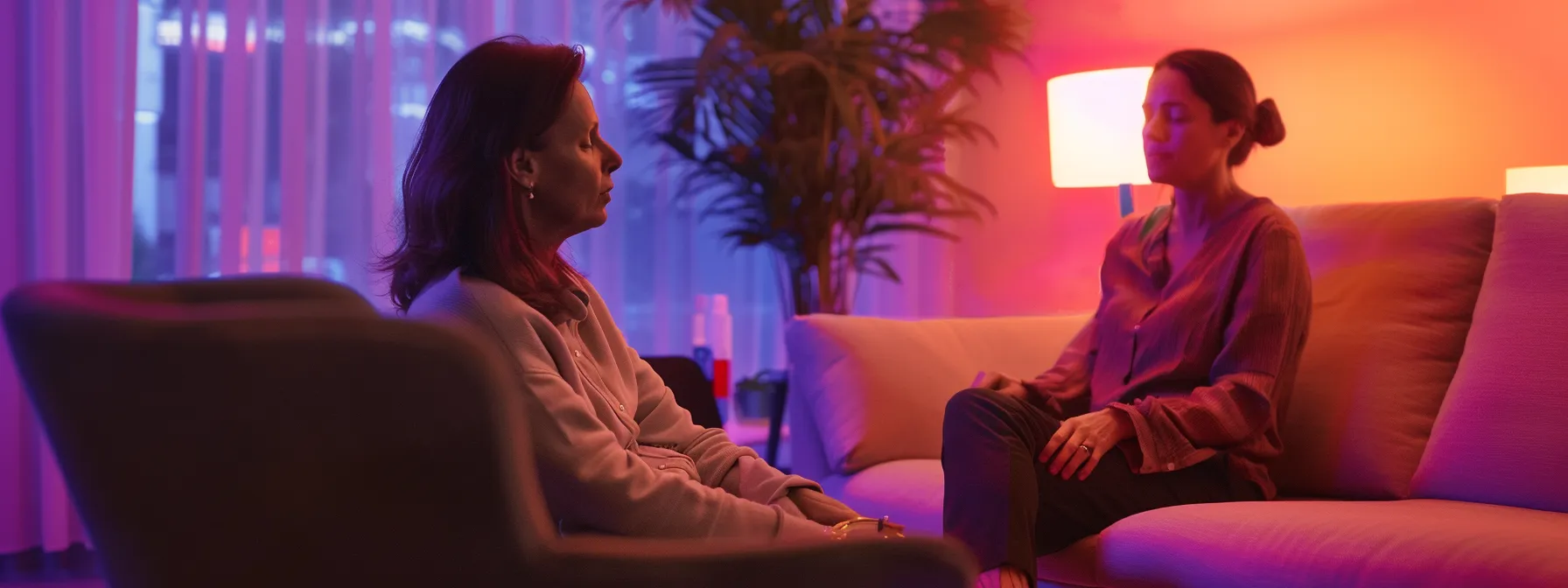 a serene and focused therapist guiding a patient through intense emdr therapy session.