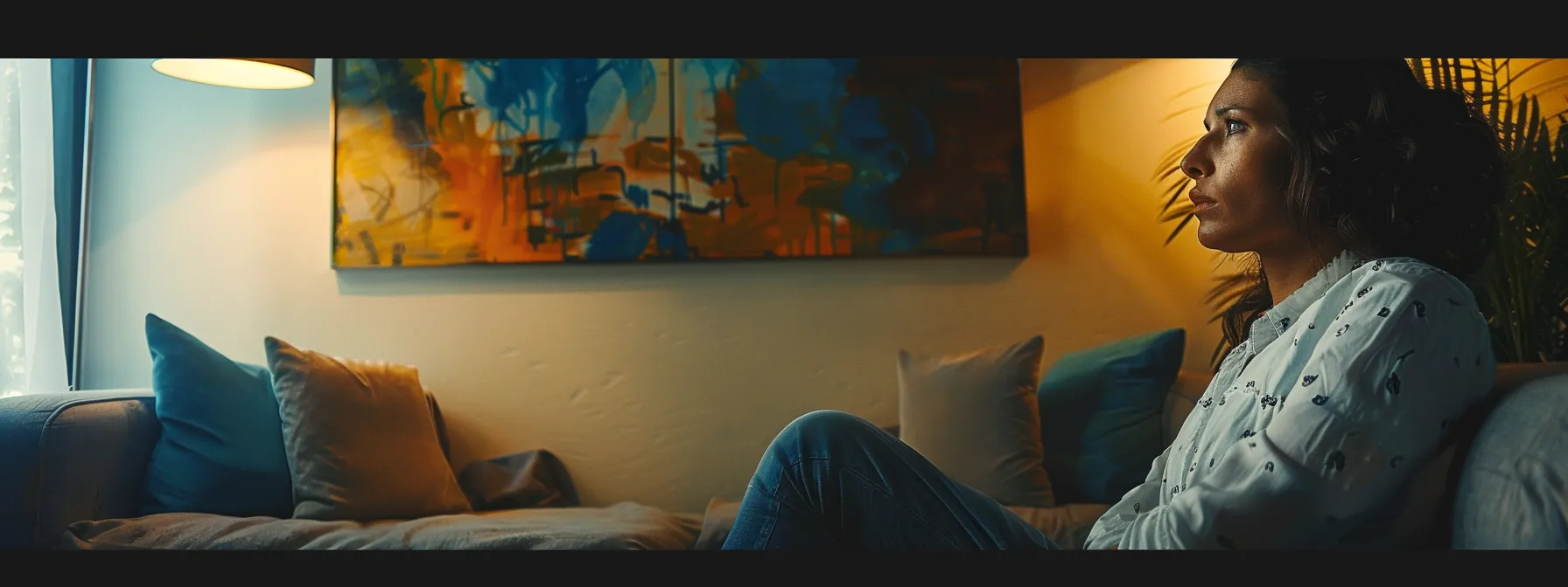 a dimly lit counseling room filled with abstract psychological artwork, showcasing a contemplative client seated across from a thoughtful therapist, reflecting the complex interplay of psychological factors influencing mental health outcomes.