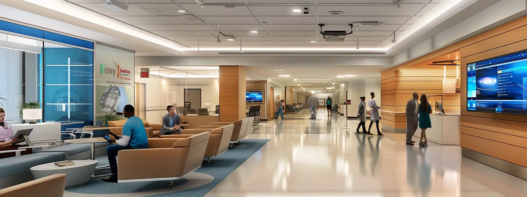 a dynamic, collaborative meeting scene in a modern healthcare office, showcasing a diverse primary care team engaged in a discussion around patient care plans, with digital screens displaying health data in the background.