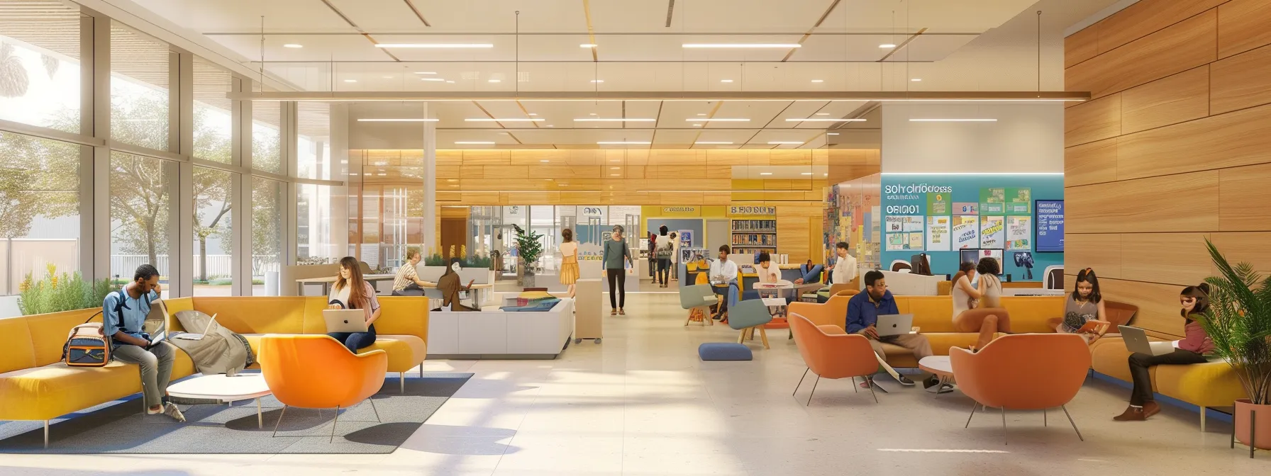 a focused, vibrant scene in a modern office workspace featuring a diverse group of individuals engaged in an animated discussion while surrounded by informative brochures and laptops displaying mental health resources, capturing the essence of seeking mental health support together.