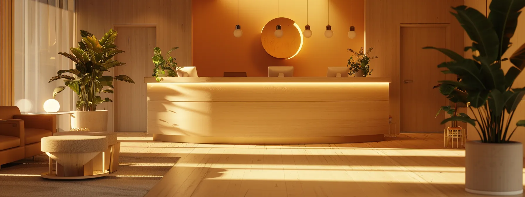 a modern mental health clinic reception area, featuring calming, minimalist design elements, soft ambient lighting, and a friendly atmosphere, emphasizing the importance of accessible therapy and support for community well-being.