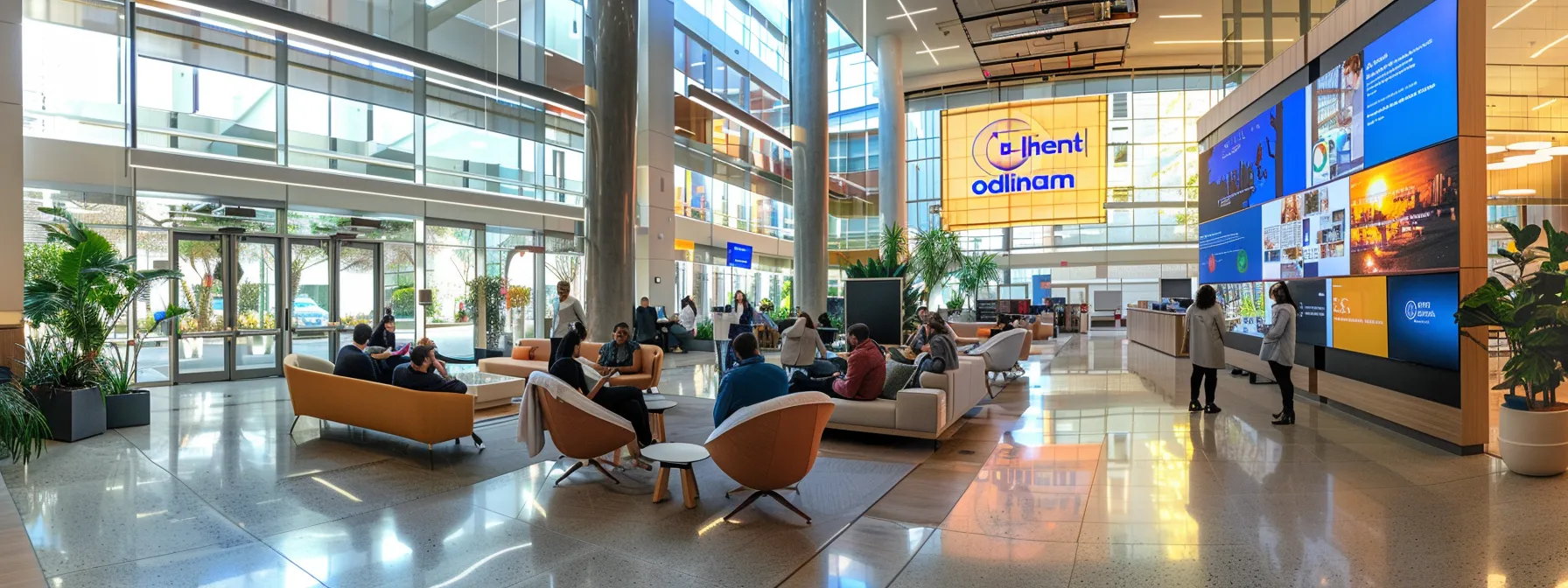 a modern urban office space with diverse professionals engaged in a collaborative discussion, surrounded by visual representations of environmental influences on mental health, such as charts and infographics depicting the impacts of community resources and workplace culture on behavioral outcomes.