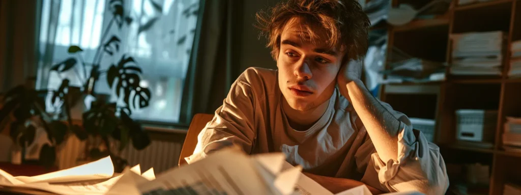 a young person sitting in a dimly lit room, surrounded by scattered papers and a look of confusion on their face, symbolizing the impact of a quarter-life crisis on their well-being and sense of direction.Expert Insights on Bipolar Disorder: Understanding Mood Swings, Manic and Depressive Episodes, Hypomania, Mental Health Support