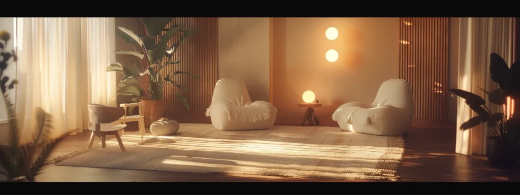 a serene setting with comfortable seating, soft lighting, and calming decor for an intensive outpatient program.