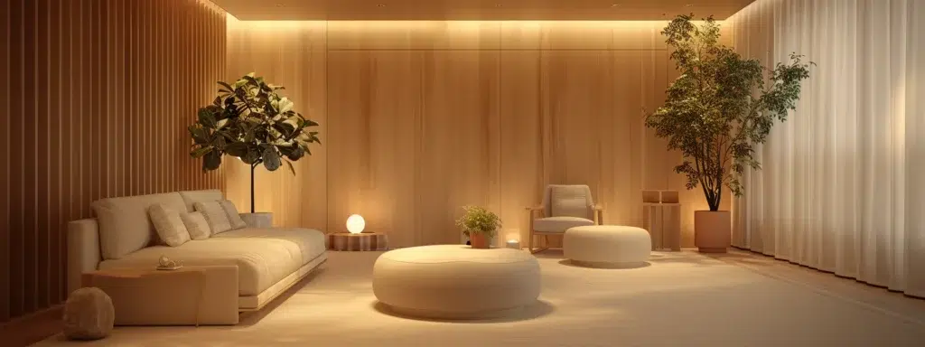 a serene and inviting mental health facility with soft, warm lighting, featuring a comfortable counseling room adorned with calming colors and plush furniture, symbolizing hope and support for mental well-being.