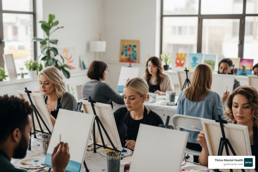 "Where can I find a therapy group in Los Angeles that uses art therapy painting activities?"