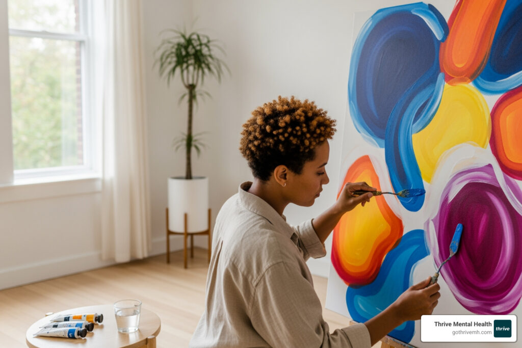 Find a program that focuses on the therapy of art for mental wellness.