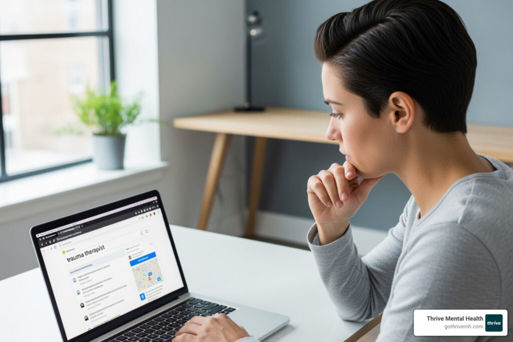 I need to find a therapist in my city who specializes in trauma.