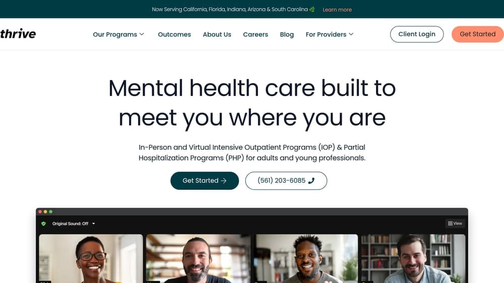 Screenshot of Gothrivemh website homepage
