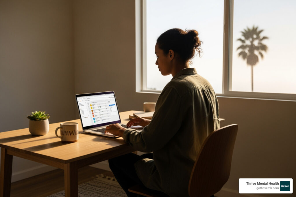 Which mental health centers in California offer virtual partial hospitalization programs for young professionals?