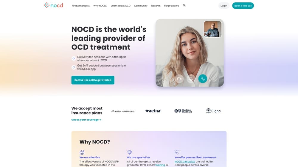 Screenshot of NOCD website