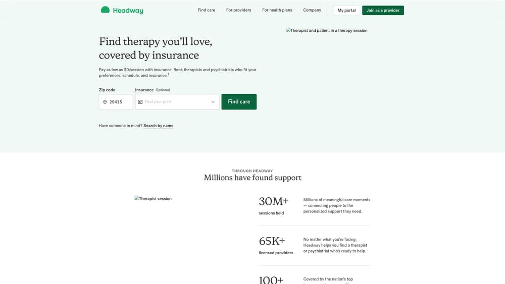 Screenshot of Headway website