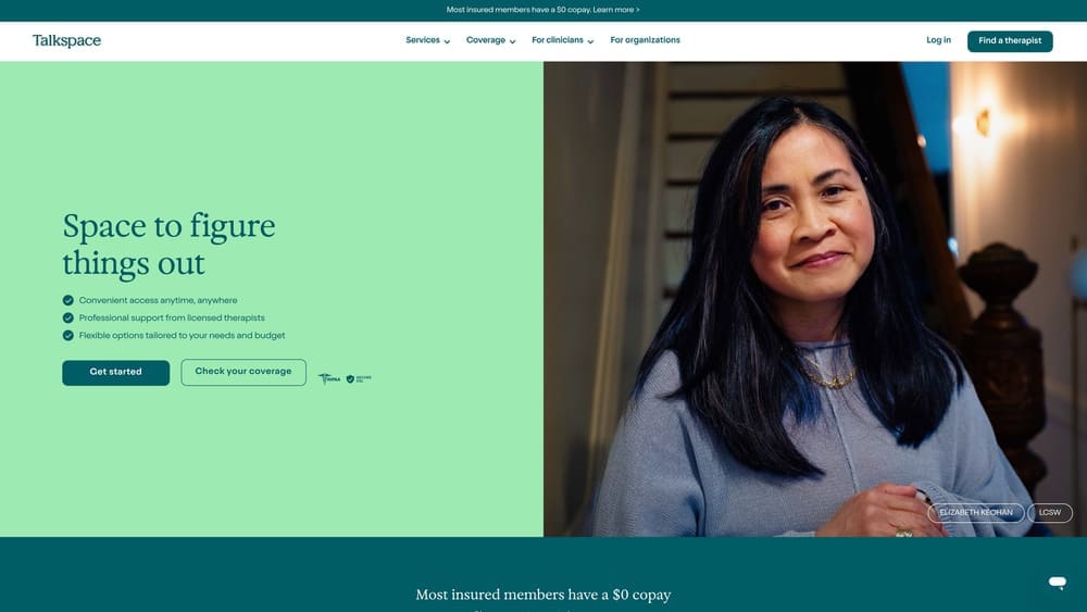 Screenshot of Talkspace website