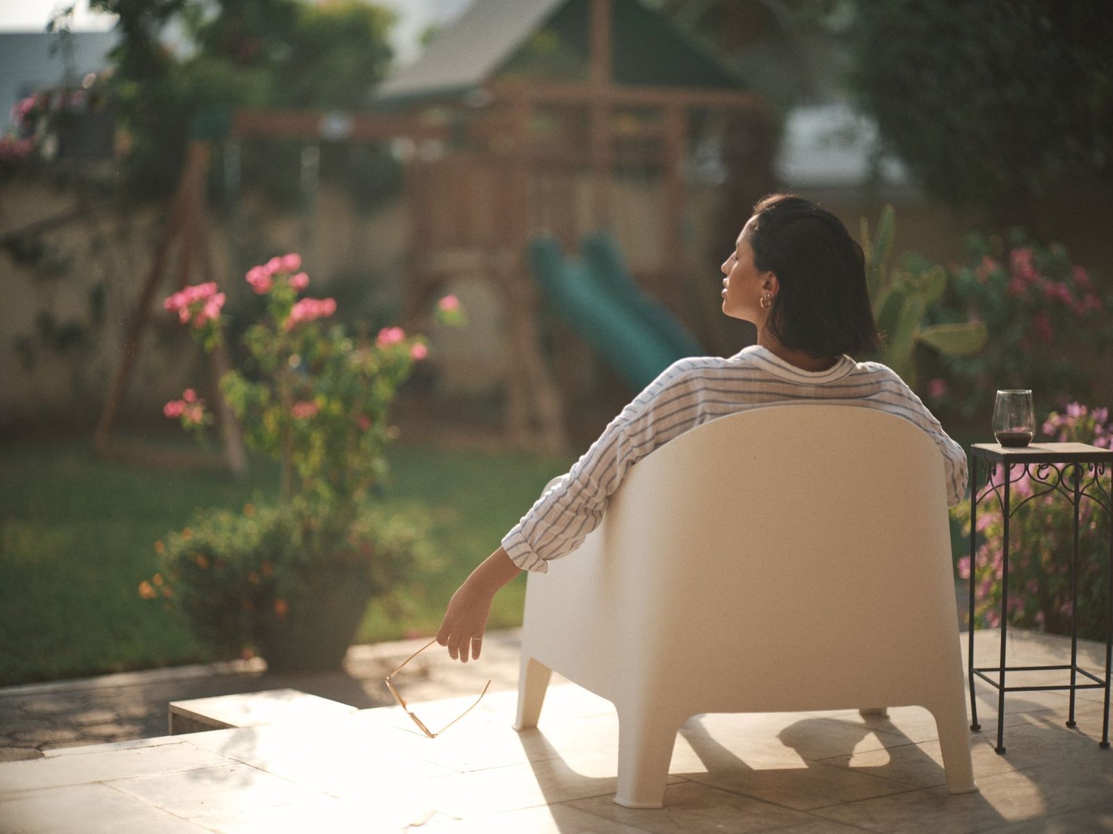 Calm adult in a bright home setting