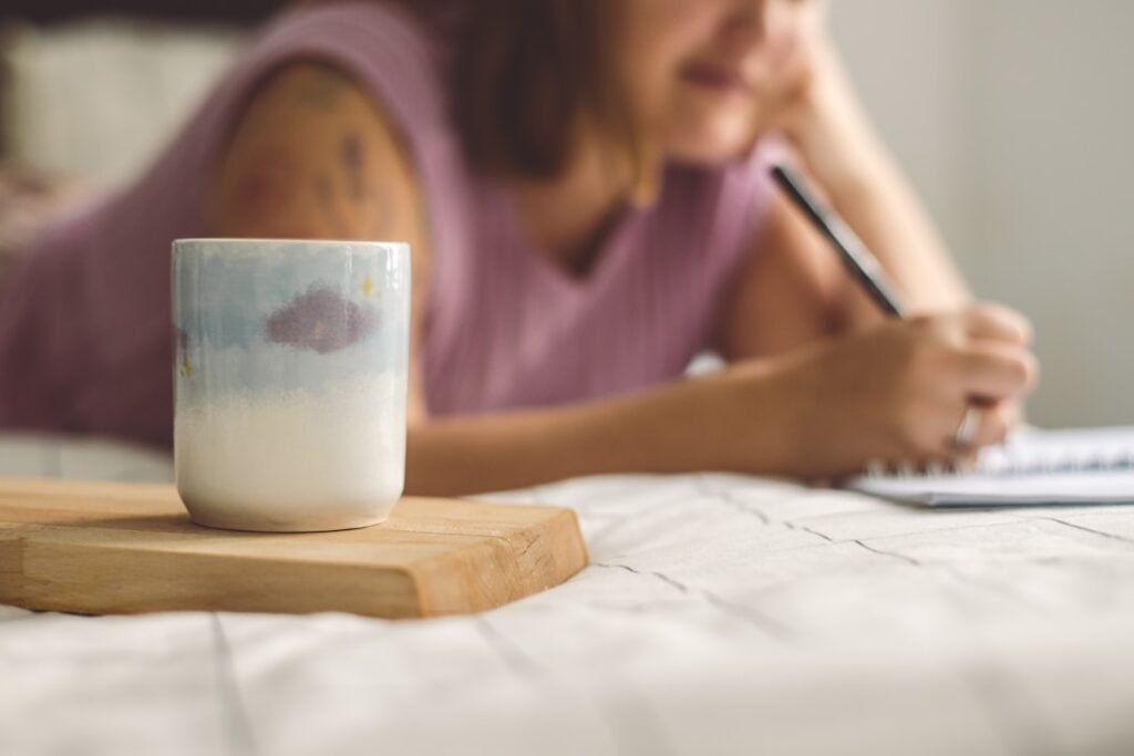 Cup of coffee or a cup of tea while working from home Home office freelancer working.