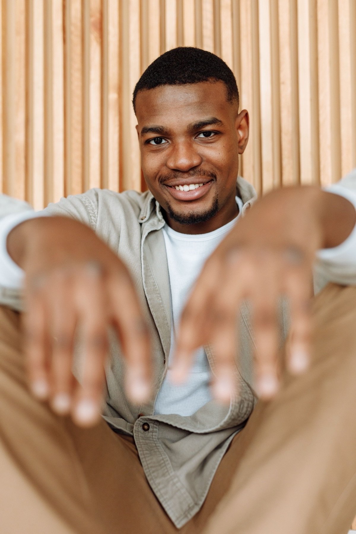 Young adult smiling during a session
