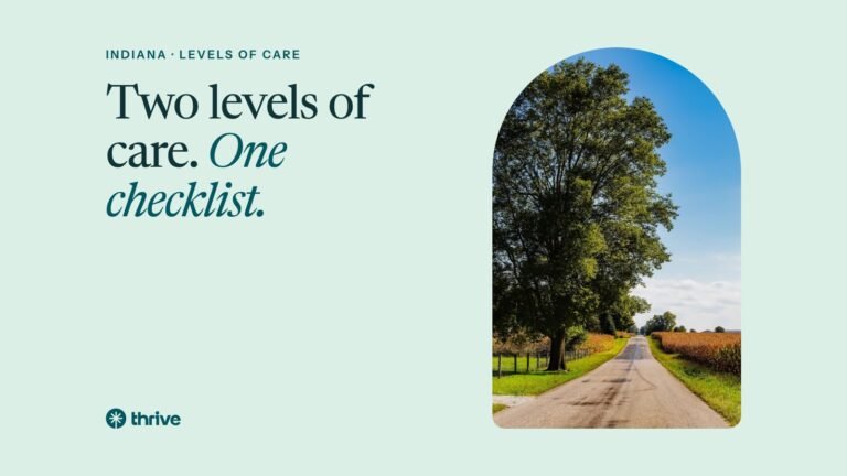 Indiana · levels of care: Two levels of care. One checklist.. Thrive.