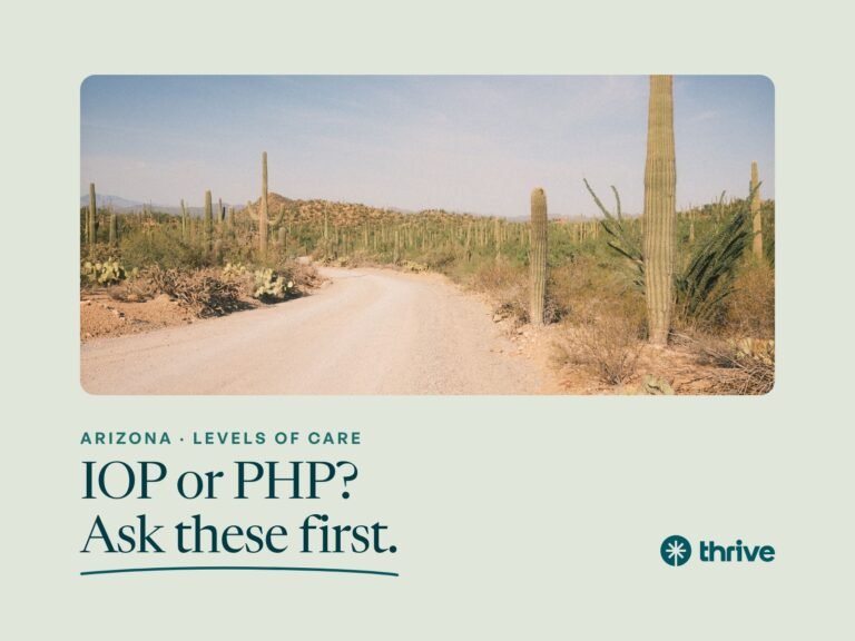 IOP or PHP? Ask these first. A sunny desert path between saguaro cacti. Thrive.