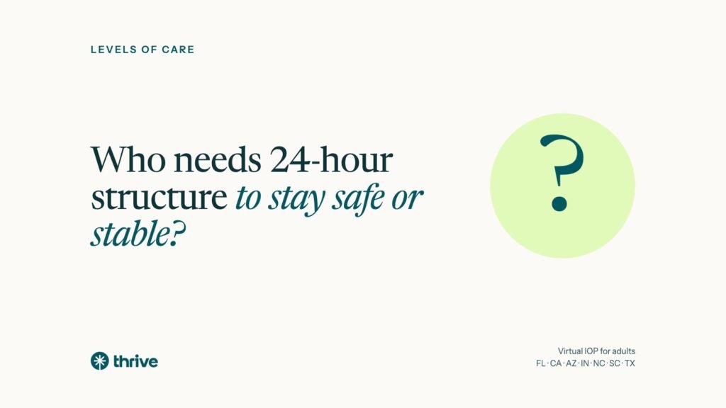 Levels of care: Who needs 24-hour structure to stay safe or stable?. Thrive.